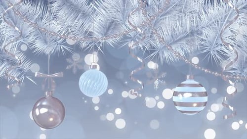 Weihnachtshintergrund mit Tannenzweigen und Weihnachtsschmuck