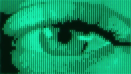 Green Halftone Digital Cyber Eye Abstract Background Artificial Intelligence and Futuristic Big Data