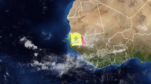 Earth Zoom Into Senegal Map With Flag Reveal