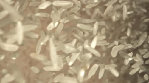 White Rice Falls Down Filmed on a Highspeed Camera at 1000 Fps