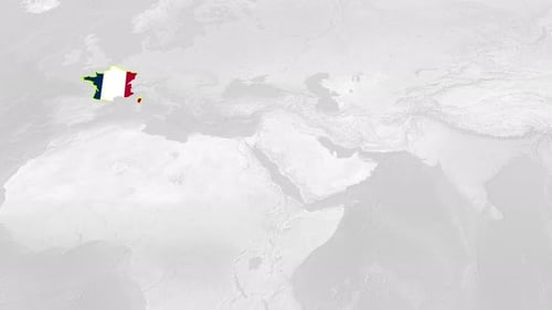 French Map Outline Reveals Flag Animation