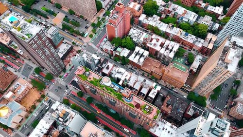 Gardens on the roofs of the high-rise buildings of lively metropolis of vibrant New York, USA