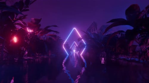 Abstract Neon Gateway in Jungle Mist with Seamless VJ Loop