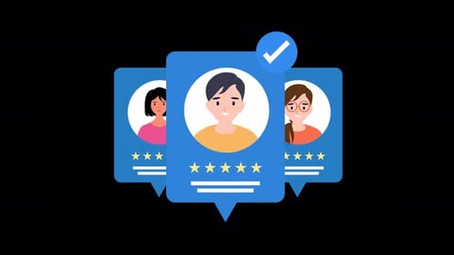 User Review and Profile Rating Animation in Flat Design