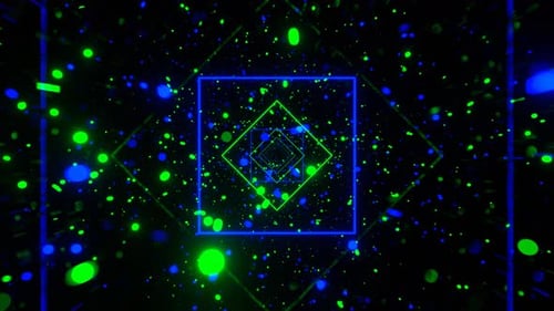 Green And Blue Neon Particles Area Background Vj Loop In 4K