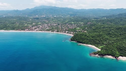 Aerial View Of Beaches In Lo De Marcos With Lush Nature In Riviera Nayarit, Mexico