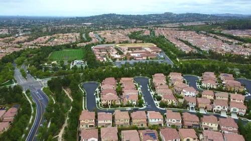 Irvine, Orange County, California USA, Aerial View of Rich Residential Community Buildings, Establis