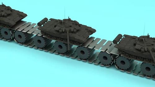 Animated Tanks Moving on an Industrial Production Line