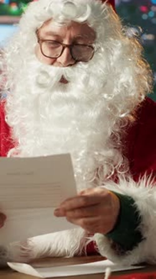 Santa Claus Reading Letter by Candlelight Vertical
