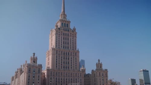 The Old Stalinist High Rise In The Center Of Moscow