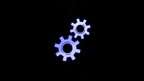 Animated Interlocking Blue Gears in Flat Design Style