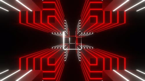 Red And White Neon Squares Cyberspace Background Vj Loop In 4K