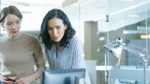 In the Busy Corporate Office Hispanic Woman Joins Team of Diverse Young Creative People Work on a P