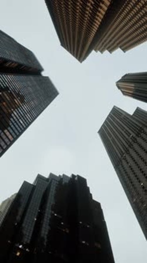 Looking Directly Up at the Skyline of the Financial District