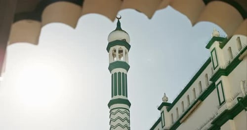 Muslim, building and mosque or architecture outdoor for religious worship