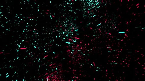HD 3D animation. Whirlpool of mixed particles, flying on dark background