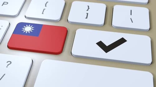 Taiwan Flag and Checkmark Buttons Press Animation