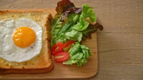 Fried Egg on Toast with Salad