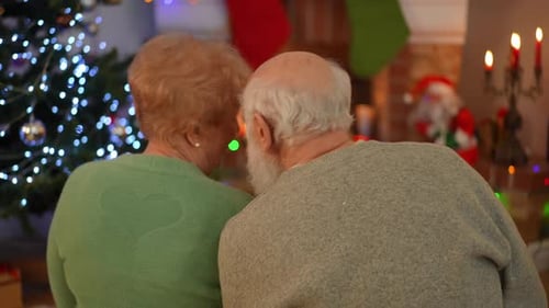 Elderly Couple Enjoying Christmas Together at Home