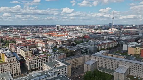 Aerial view of the Mitte district in Berlin, Germany.