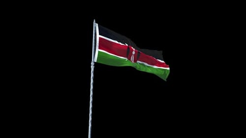 Realistic Waving Kenya Flag Animation on Black Background