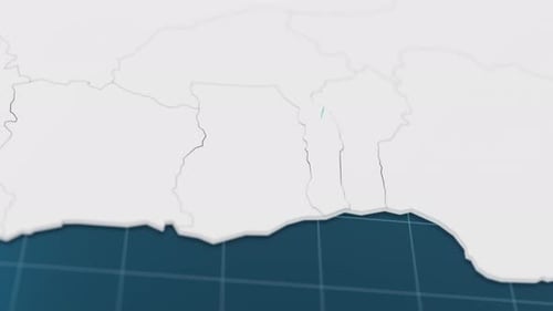 Destaque con azul el mapa 3D de Togo con puntero rodeado de otros países en blanco