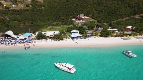 Tropical Paradise of British Virgin Islands, Aerial View of White Sand Beach and Turquoise Sea, Reve