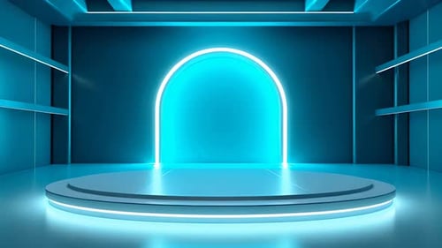 Futuristic Glowing Arch Stage for Product Showcase Background