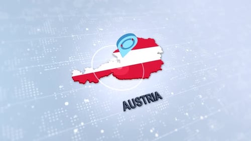 3D Animated Map of Austria with Location Pin Reveal