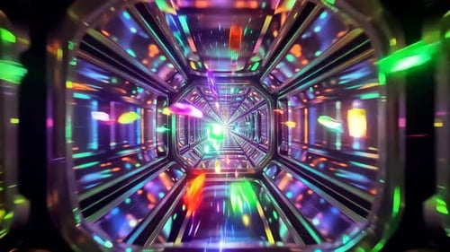 Tunnel de science-fiction au néon, boucle VJ, octag lumineux futuriste abstrait