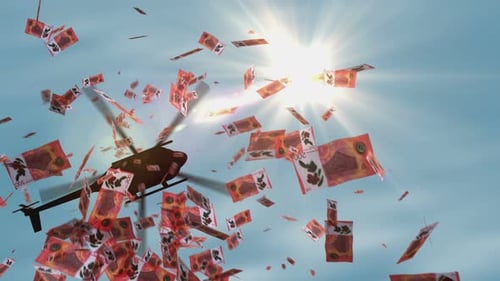 Nicaragua Cordoba oro banknotes helicopter money dropping