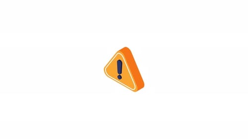 Animated Isometric Alert Notification Icon Spinning Animation On White Background