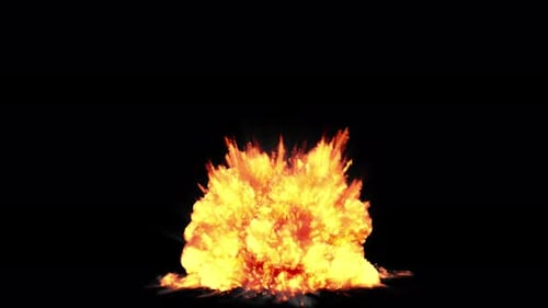 Huge Explosion close view, transparent background