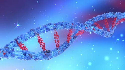 Animation of dna strand on blue background