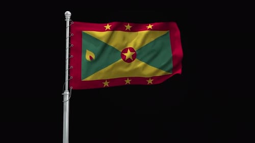 Seamlessly Looping Waving Flag of Grenada