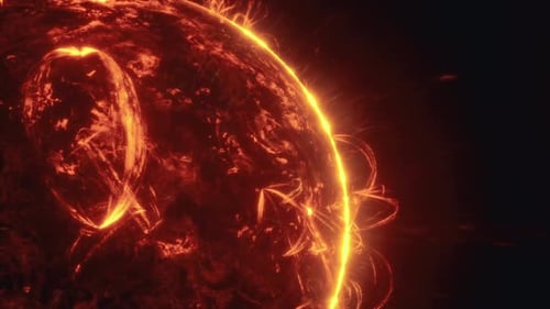 Intense Planetary Scene Characterized By Eruptions and Fiery Textures