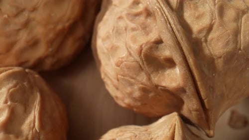Detailed Close Up View of Walnuts
