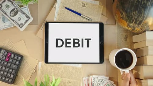DEBIT DISPLAYING ON FINANCE TABLET SCREEN