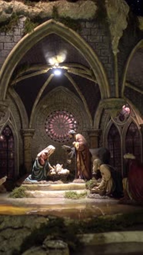 Christmas Nativity Scene inside Chapel