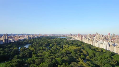 September 2021 - 4K aerial of Manhattan from Central Park, NYC, USA