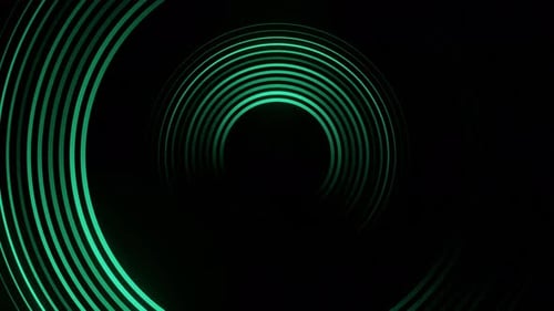 Dark Abstract Background with Green Neon Rings
