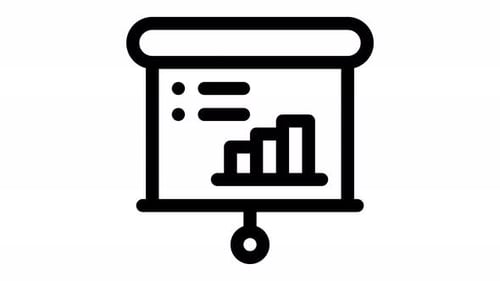 Minimalist Animated Projection Screen Icon with Corporate Data