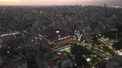 Aerial Establishing Shot of Palace of Justice of the Argentine Nation Buenos Aires City Center at Su
