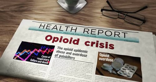 Opioid crisis painkiller overdose abuse newspaper on table