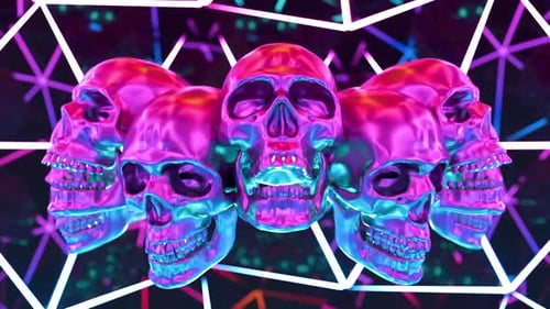 Neon Skull VJ Loop Background