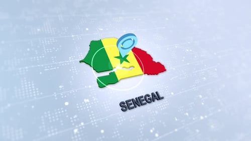 Animated Map of Senegal with Flag and Location Pin