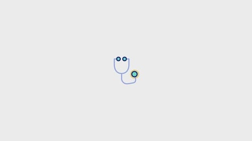 Animated Stethoscope Medical Icon in Flat Design Style