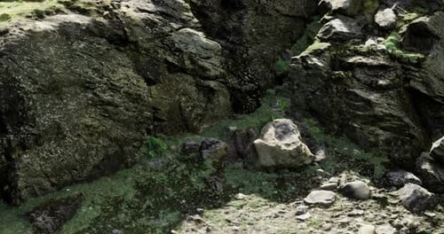 Rugged Rocky Landscape with Moss and Stones in a Natural Setting