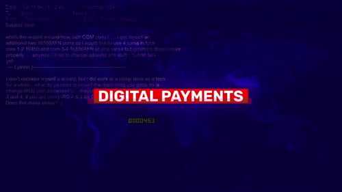 Warntext zu Fehlern bei digitalen Zahlungen auf dem Hacking-Hintergrundbildschirm