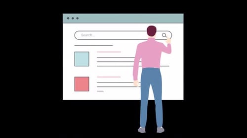 Flat Design Character Searching Web Browser Interface